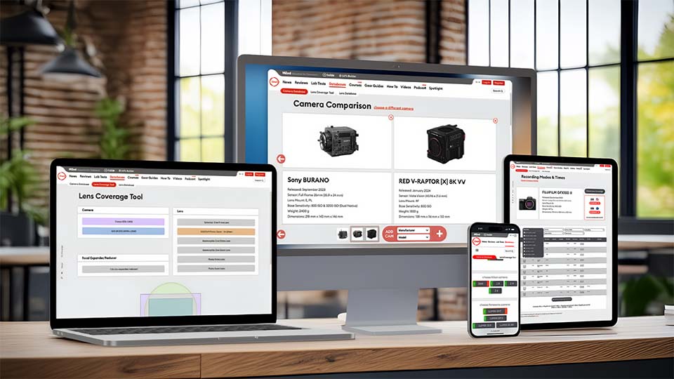 CineD Databases on mobile and desktop devices