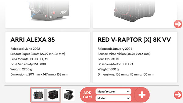 ARRI, RED, and Sony camera comparison