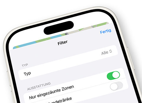 Filter for the type of dog park, fencing and drinking fountains